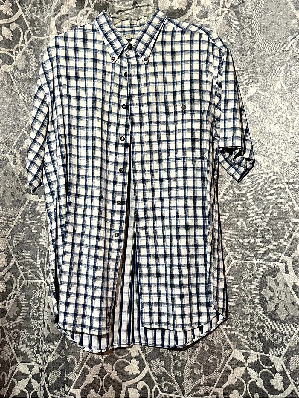 Fieldmaster Men's Plaid Cotton Shirt Blue & White Large